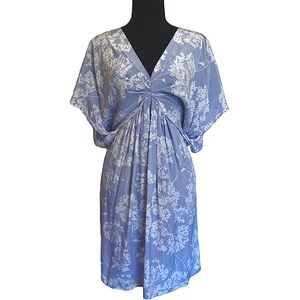 Greylin Light Blue White Floral Short Sleeve Dress